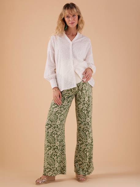 Pantalon fluide grossesse motif fleurs vert 1 - vertbaudet enfant 