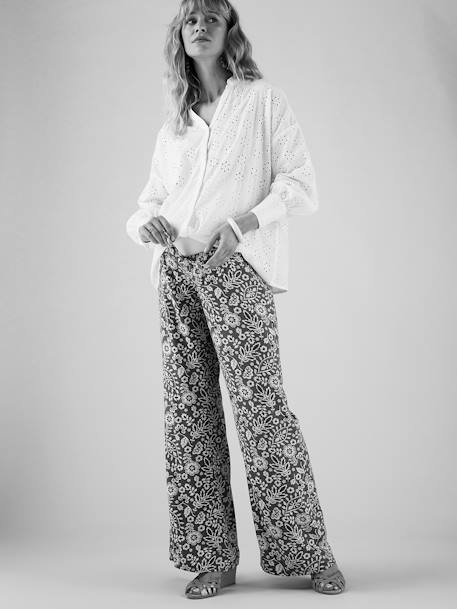 Pantalon fluide grossesse motif fleurs vert 2 - vertbaudet enfant 