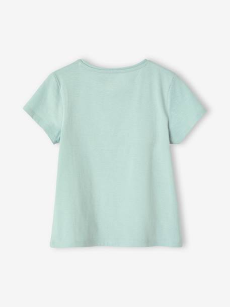 Tee-shirt à message Basics fille bleu ciel+bleu pâle+corail+écru+fraise+marine+rose bonbon+rouge+vanille+vert sapin 2 - vertbaudet enfant 