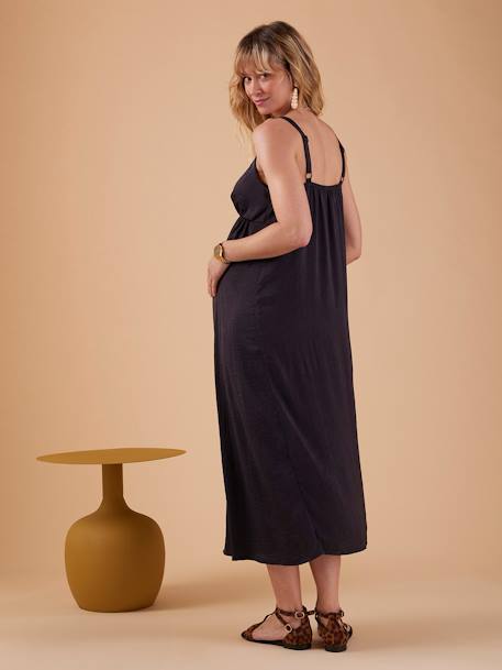 Robe longue à bretelles grossesse effet satiné anthracite 3 - vertbaudet enfant 
