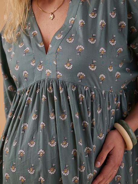 Robe longue grossesse esprit bohème écru+vert 11 - vertbaudet enfant 