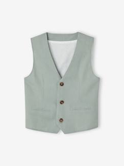 -Veste garçon cérémonie sans manches en coton/ lin