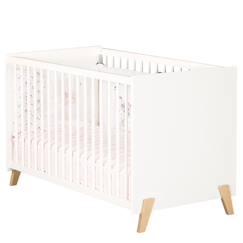 Chambre et rangement-Chambre-Lit bébé - 120 x 60 cm - Babyprice Joy Naturel - Blanc - Sur pieds en bois naturel
