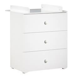 Chambre et rangement-Chambre-Commode à langer - Babyprice - Basic - 3 tiroirs - Boutons boule en bois blanc