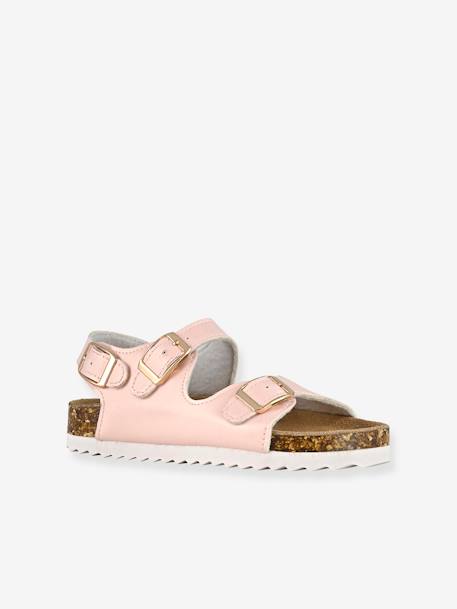 Sandales monochrome à 3 boucles fille rose 1 - vertbaudet enfant 