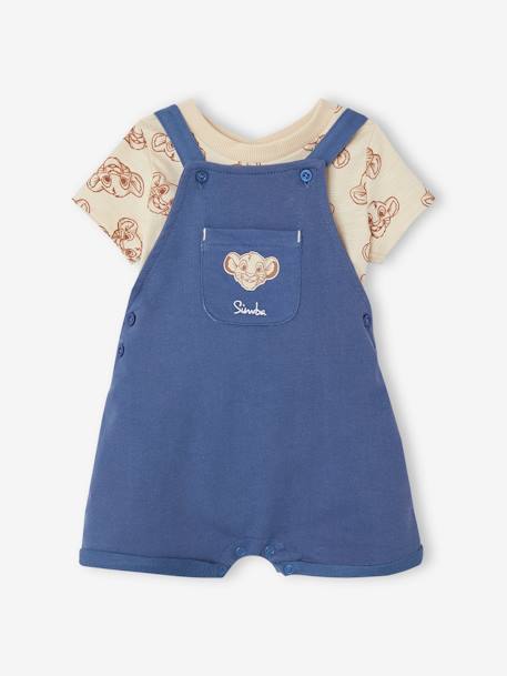 Ensemble bébé T-shirt + salopette short Disney Le Roi Lion Ecru/indigo 2 - vertbaudet enfant 