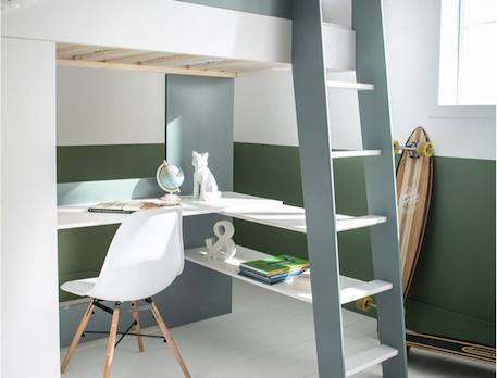 Lit mezzanine avec armoire et bureau OPUS - Blanc/Mousse MULTICOLORE 3 - vertbaudet enfant 