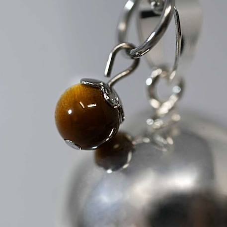 Bola de grossesse argent lisse pierre naturelle avec chaîne - Lithothérapie Œil du Tigre Marron - plaquée argent - coffret cadeau MARRON 3 - vertbaudet enfant 