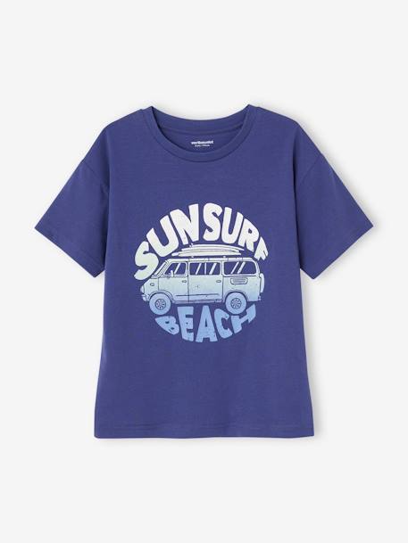 Tee-shirt motif vacances gaçon encre+mandarine+turquoise 2 - vertbaudet enfant 