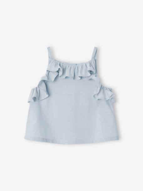 Ensemble bébé : blouse à bretelles + short brodé bleu glacier 4 - vertbaudet enfant 