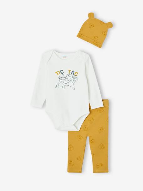 Ensemble bébé garçon body + pantalon + bonnet Disney Tic & Tac blanc/moutarde 1 - vertbaudet enfant 