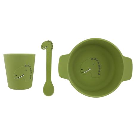 Ensemble repas 3 pièces 1er âge Animal en silicone Mr Dino+Mr Lion 1 - vertbaudet enfant 
