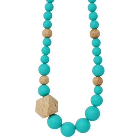 Collier d'allaitement - bijou silicone de dentition - Bleu turquoise -bois - sans BPA ni phtalates certifié en laboratoire français BLEU 1 - vertbaudet enfant 