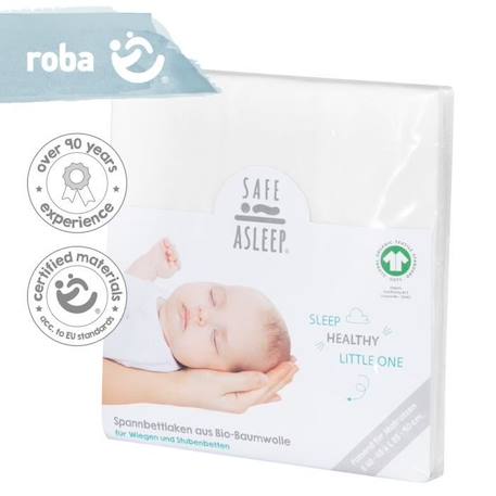 Drap Housse de Berceau - ROBA - Safe Asleep® - 100% Coton Bio - Blanc BLANC 3 - vertbaudet enfant 