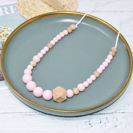 Collier d'allaitement - bijou silicone de dentition - Rose et bois - sans BPA ni phtalates - certifié en laboratoire français ROSE 3 - vertbaudet enfant 