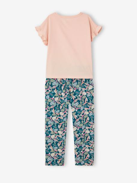 Ensemble tee-shirt + pantalon fille bleu grisé+vert 10 - vertbaudet enfant 