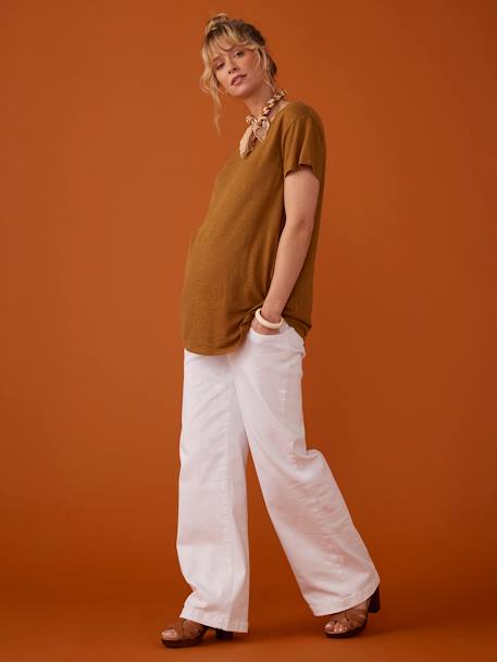 Tee-shirt grossesse col V lin bleu azur+bronze 8 - vertbaudet enfant 