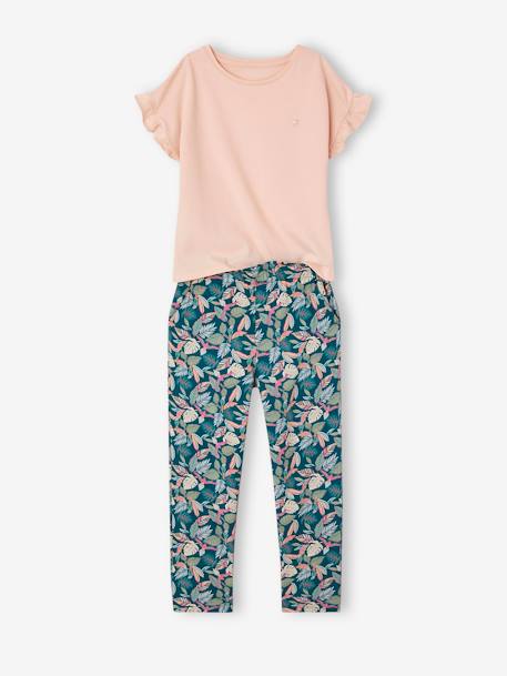 Ensemble tee-shirt + pantalon fille bleu grisé+vert 7 - vertbaudet enfant 