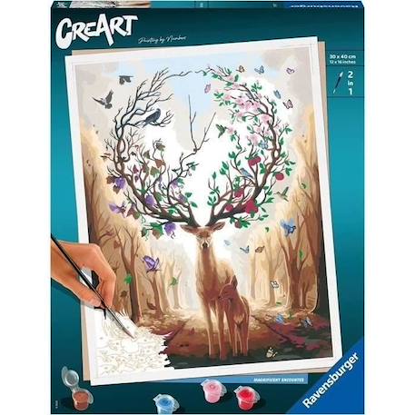 CreArt Magic deer 30x40 cm - Série B - Peinture par numéros - Dès 12 ans - Ravensburger - 00020273 MARRON 1 - vertbaudet enfant 