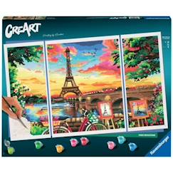 Jouet-CreArt Paris format triptyque 80x50cm - Peinture par numéros – Dès 12 ans – Ravensburger - 20134