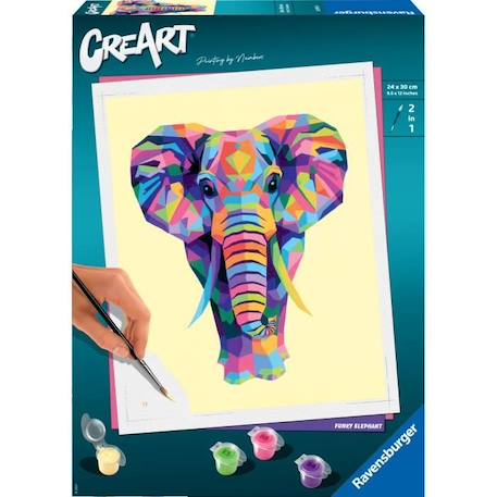 CreArt Elephant 24x30 cm - Peinture par numéros – Dès 12 ans – Ravensburger - 28995 VIOLET 1 - vertbaudet enfant 