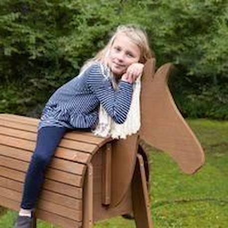 ROBA Cheval d'Extérieur en bois massif pour Enfant - sans Bascule - Grand Cheval de Jardin pour Enfant - Teck MARRON 2 - vertbaudet enfant 