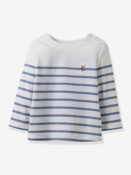 T-shirt marinière bébé coton biologique CYRILLUS rayé bleu 1 - vertbaudet enfant 
