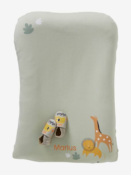 Housse matelas à langer en coton ivoire imprimé+vert tanzanie 4 - vertbaudet enfant 