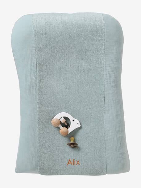 Housse matelas à langer bi-matière gaze de coton/éponge Babylone+vert céladon 5 - vertbaudet enfant 