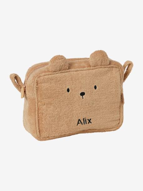 Trousse de toilette Ourson en éponge caramel 1 - vertbaudet enfant 