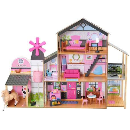 KidKraft - Maison de poupée 'Windmill Elevator' en bois, 2-en-1 grange et moulin avec 25 accessoires inclus MULTICOLORE 1 - vertbaudet enfant 