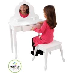 -KidKraft - Coiffeuse Medium pour enfant en bois avec miroir et tabouret - Blanc