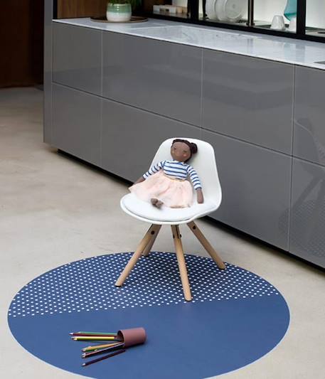 Tapis anti-tâches pour chaise haute | Spotted - Bleu BLEU 1 - vertbaudet enfant 
