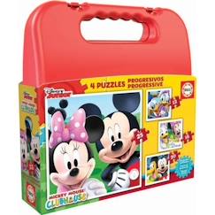 4 puzzles progressifs - EDUCA - Malette Puzzles Progressifs Mickey (12-16-20-25)  - vertbaudet enfant