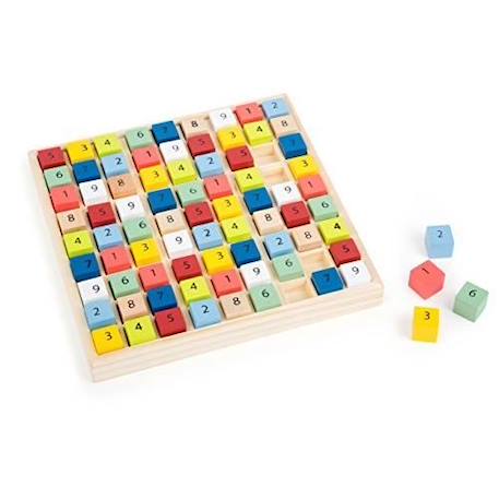 small foot 11164 Sudoku coloré 'Educate' en bois, avec 81 cubes numérotés dans des couleurs vives, à partir de 6 ans. 11164 BEIGE 4 - vertbaudet enfant 