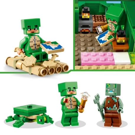LEGO® 21254 Minecraft La Maison de la Plage de la Tortue, Jouet avec Accessoires, Minifigurines des Personnages du Jeu Vidéo VERT 4 - vertbaudet enfant 