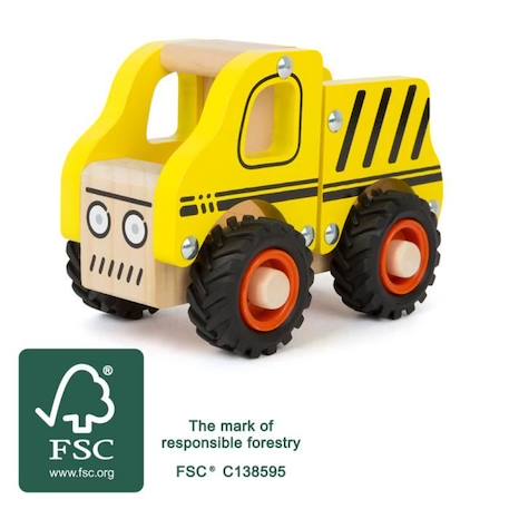 Camion de chantier en bois - SMALL FOOT - Modèle: Camion de chantier - Couleur(s): Jaune, rouge et noir BLANC 1 - vertbaudet enfant 