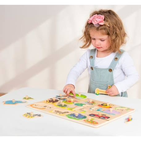 Puzzle en bois Safari - NEW CLASSIC TOYS - 16 pièces - Animaux - Pour enfants à partir de 4 ans VERT 4 - vertbaudet enfant 