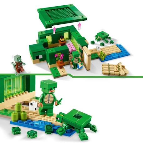 LEGO® 21254 Minecraft La Maison de la Plage de la Tortue, Jouet avec Accessoires, Minifigurines des Personnages du Jeu Vidéo VERT 3 - vertbaudet enfant 
