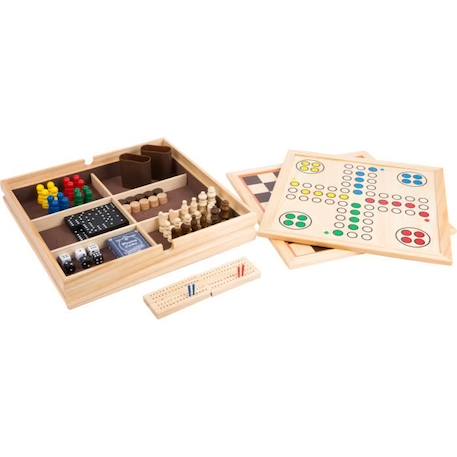 Boîte de jeux 9-en-1 SMALL FOOT - Jeux de plateau en bois pour enfants et adultes BLANC 2 - vertbaudet enfant 