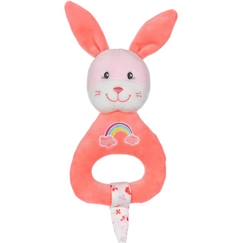 Jouet-Premier âge-Doudous et jouets en tissu-Gipsy Toys - Hochet Rainbow Lapin - 15 cm - Orange