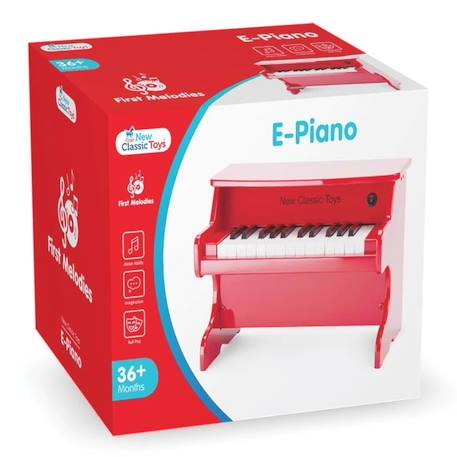 Piano en bois pour enfant - NEW CLASSIC TOYS - E-Piano 25 touches junior - Amplificateur intégré - Rouge ROUGE 3 - vertbaudet enfant 