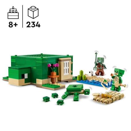 LEGO® 21254 Minecraft La Maison de la Plage de la Tortue, Jouet avec Accessoires, Minifigurines des Personnages du Jeu Vidéo VERT 2 - vertbaudet enfant 