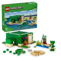 -LEGO® 21254 Minecraft La Maison de la Plage de la Tortue, Jouet avec Accessoires, Minifigurines des Personnages du Jeu Vidéo