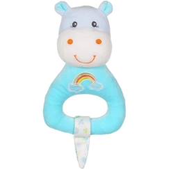 Jouet-Premier âge-Gipsy Toys - Hochet Rainbow hippopotame - 15 cm - Bleu
