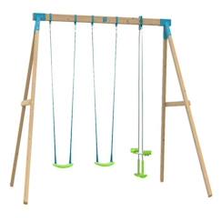 Jouet-Jeux de plein air-Jeux de jardin-Portique anthémis tp toys bois carre 2 balancoires / vis-a-vis / kit d'ancrage h.243 cm
