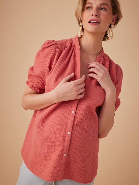 Blouse grossesse en gaze de coton écru+vieux rose 9 - vertbaudet enfant 