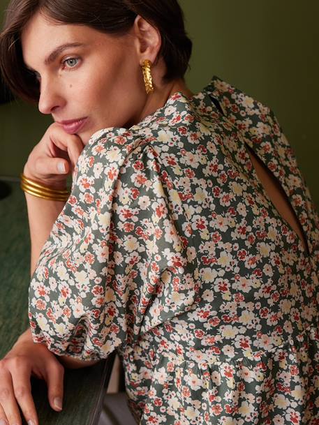 Blouse de grossesse imprimée fleurs vert sauge 2 - vertbaudet enfant 