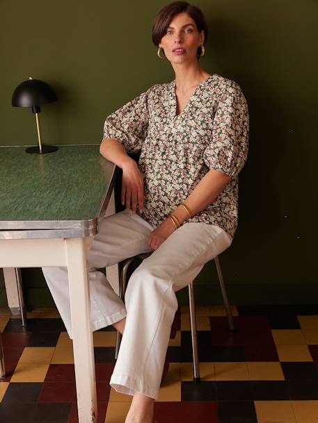 Blouse de grossesse imprimée fleurs vert sauge 3 - vertbaudet enfant 