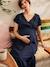 Robe longue grossesse effet cache-coeur en gaze de coton argile+beige+marine+terracotta 17 - vertbaudet enfant 